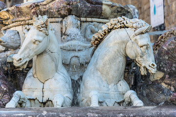 Fototapeta na wymiar Neptunbrunnen am Piazza della Signoria in Florenz, Italien