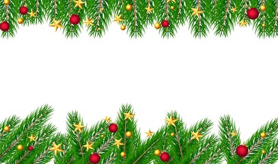 Christmas background branches with transparent
