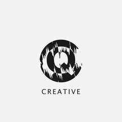 Q Circle Brush Stroke Letter Logo design. Monogram Black Paint Logo Letter Icon with Elegant circle brush shape Vector Design