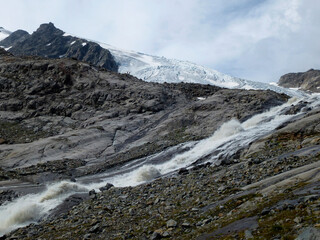 Sulzenau glacier at Stubai high-altitude hiking trail, lap 5 in Tyrol, Austria