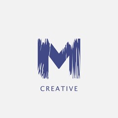 Letter M Abstract Brush Stroke Logo design. Classy monogram Paint Logo Letter Icon with Elegant brush shape Design.