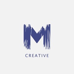 Fototapeta premium Letter M Abstract Brush Stroke Logo design. Classy monogram Paint Logo Letter Icon with Elegant brush shape Design.