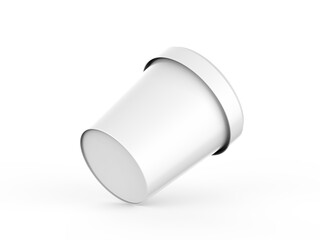 White ice cream round tub mockup on isolated white background, realistic rendering of plastic box, 3d illustration