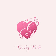 Initial Letter G Logo Icon Girly Pink Love. Vector design concept pink heart love with letter logo.