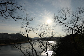 Obraz premium Late autumn scenery of Jinju Castle of Korea