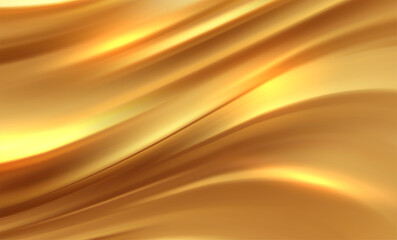 Beautiful Gold Satin. Drapery Background. Vector Illustration