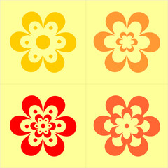 a collection of flower icons with simple and beautiful shapes. yellow color