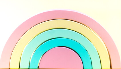 wooden rainbow of pastel colors