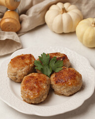 Home made meat patties. Stuffed meat peppers. Meat products for the festive table