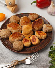 Home made meat patties. Stuffed meat peppers. Meat products for the festive table