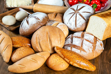 Different kinds of fresh bread