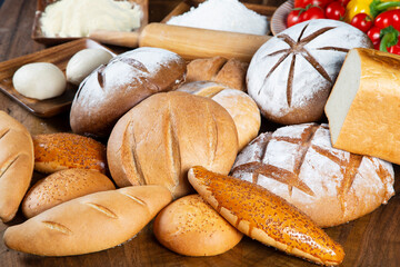 Different kinds of fresh bread