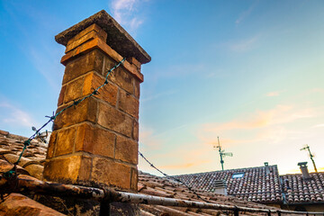 old chimney at a roof