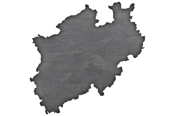 Karte von Nordrhein-Westfalen auf dunklem Schiefer