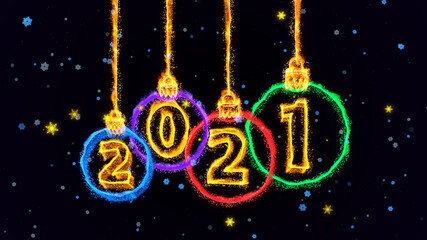 Obraz na płótnie Canvas New year card with colored christmas balls
