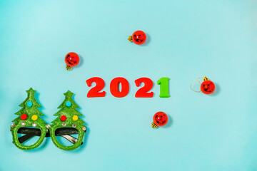 Colorful 2021 figures. New Year's eve concept.