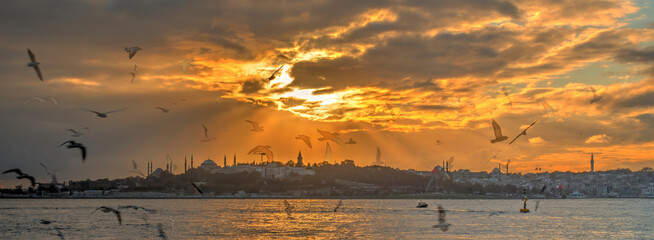 Twilight over the Bosphorus in Istanbul, HDR Image
