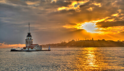 Twilight over the Bosphorus in Istanbul, HDR Image