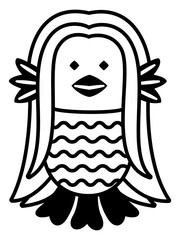 シンプルなアマビエ　正面全身　白黒　モノクロ