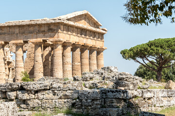 Archaeological site of Paestum , Temple of Neptune, Campania, Italy