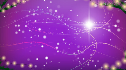Fototapeta na wymiar Christmas Purple Festive Background. Merry Christmas and Happy New Year. Colored. Winter Holidays. Snowflakes in the air. Vector Illustration EPS 10