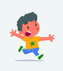cartoon character of little boy on jeans running angry