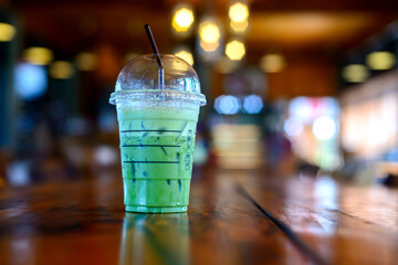 Green tea on table in the restaurant.