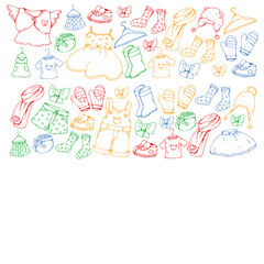 Children clothes. Background for babies, kids patterns.