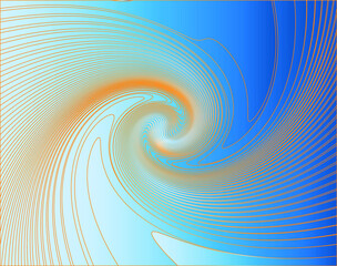  Spiral element vector illustration. Texture with wavy, billowy lines. Optical art background. Wave blue and orange. Digital image with a psychedelic stripes. Vector illustration