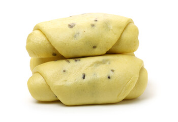Chinese steamed roll. Close up on white background 