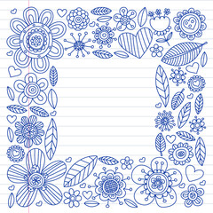 Vector flower pattern. Vintage card with flowers on background. Book cover with flower texture. Vector illustration.