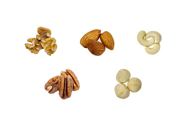 Walnuts isolated on white background