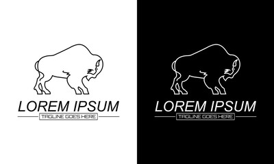 Ilustration vector graphic of  bison buffalo outline monoline line art logo vector