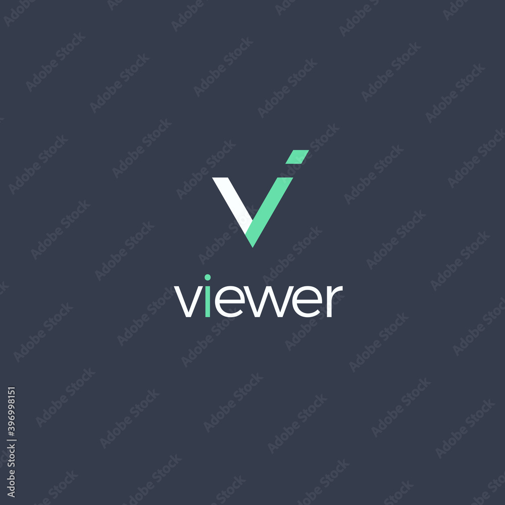 Poster viewer monogram, icon flat cartoon style vector logo concept. abstract point sign isolated icon on b