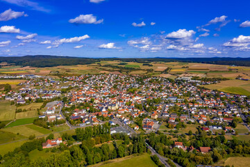 Fototapeta na wymiar Großenlüder aus der Luft | Luftbilder vom Dorf Großenlüder in Hessen