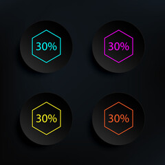 Data percentage dark badge color set icon. Simple thin line, outline vector of web icons for ui and ux, website or mobile application