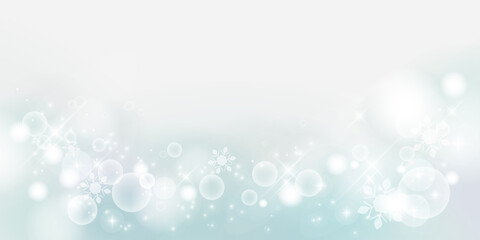 透明感のある水色 冬素材背景 雪景色 2:1比率（下に装飾）
