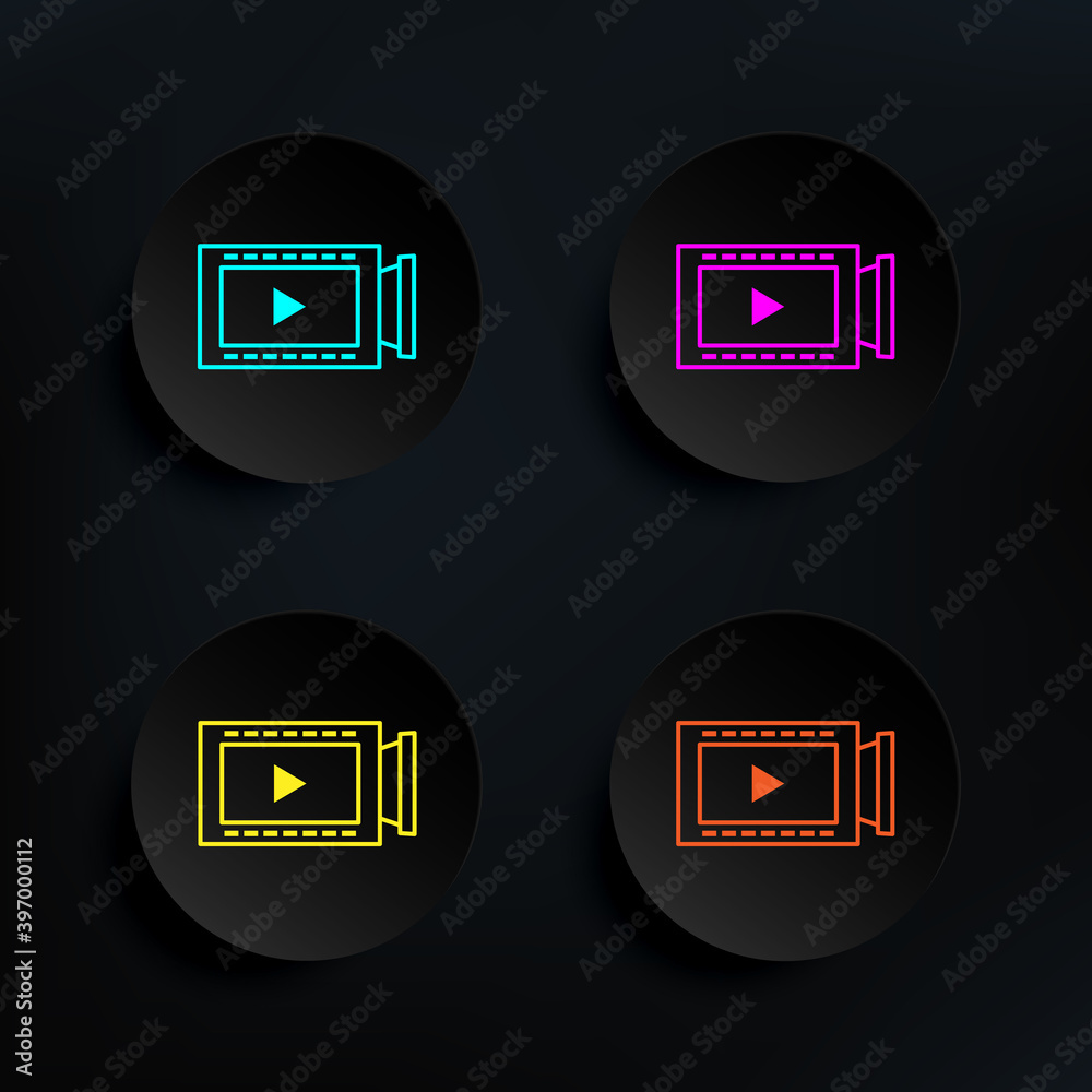 Poster video dark badge color set icon. simple thin line, outline vector of web icons for ui and ux, websit