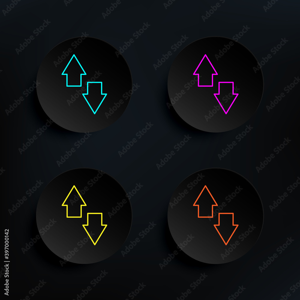 Poster up arrows dark badge color set icon. simple thin line, outline vector of web icons for ui and ux, we