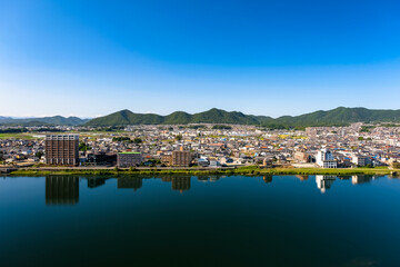 Fototapeta na wymiar 愛知県犬山市 犬山城から眺める街並み 各務原市方面
