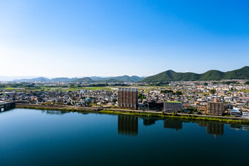 Fototapeta na wymiar 愛知県犬山市 犬山城から眺める街並み 各務原市方面