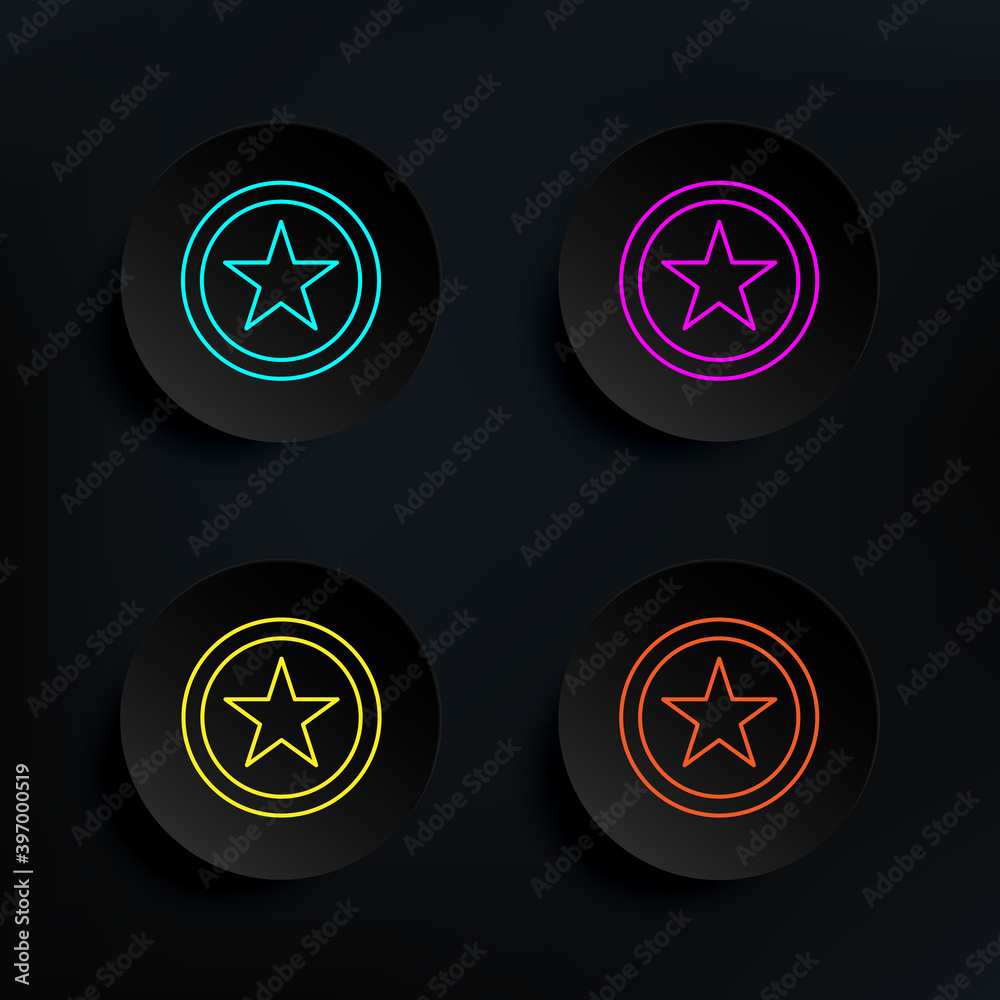 Poster recommend video dark badge color set icon. simple thin line, outline vector of web icons for ui and 