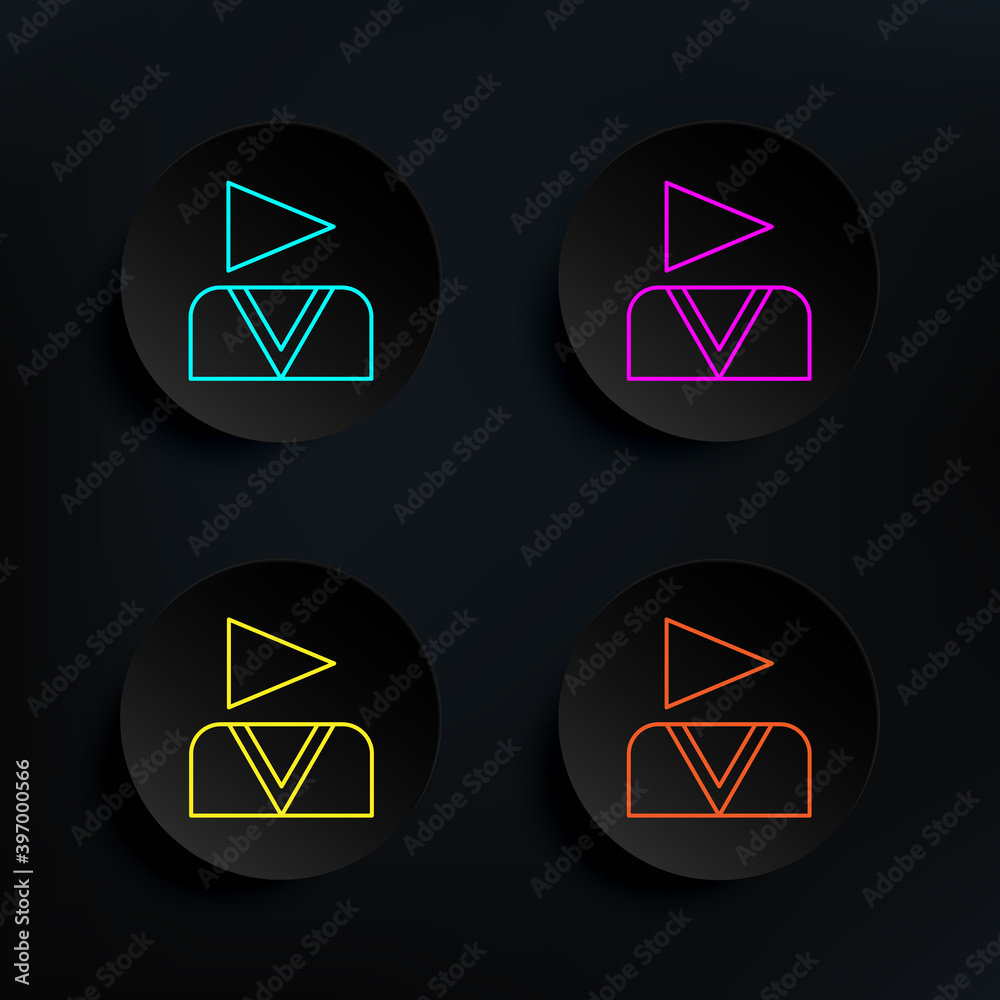 Poster ideo blogger dark badge color set icon. simple thin line, outline vector of web icons for ui and ux,