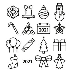Set of Christmas icons. Simple linear vector illustration on a white background