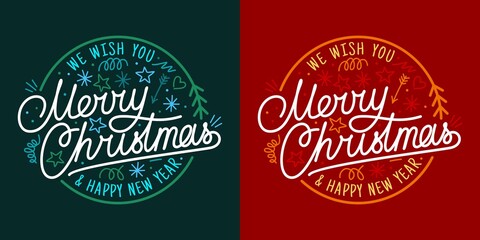Artistic Handwritten Doodle Merry Christmas And Happy New Year Lettering Vector Illustration Art