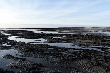 low tide on the beach in Normandy 