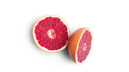 Grapefruit halves on a white background. High quality photo