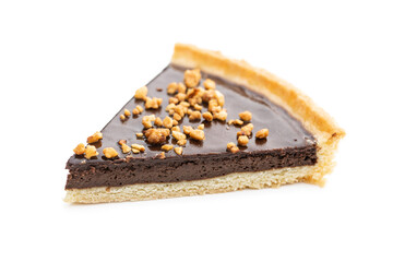 Sweet chocolate pie with crushed nuts.