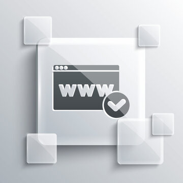 Grey Website Template Icon Isolated On Grey Background. Internet Communication Protocol. Square Glass Panels. Vector.