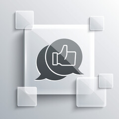 Grey Consumer or customer product rating icon isolated on grey background. Square glass panels. Vector.